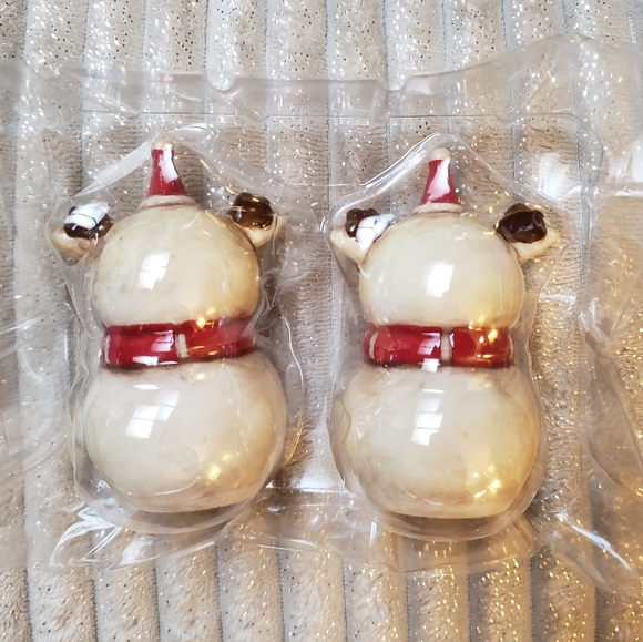 Johanna Parker Reindeers Ceramic Christmas Salt & Pepper Shakers 4" Set of 2 NEW - Picture 3 of 7